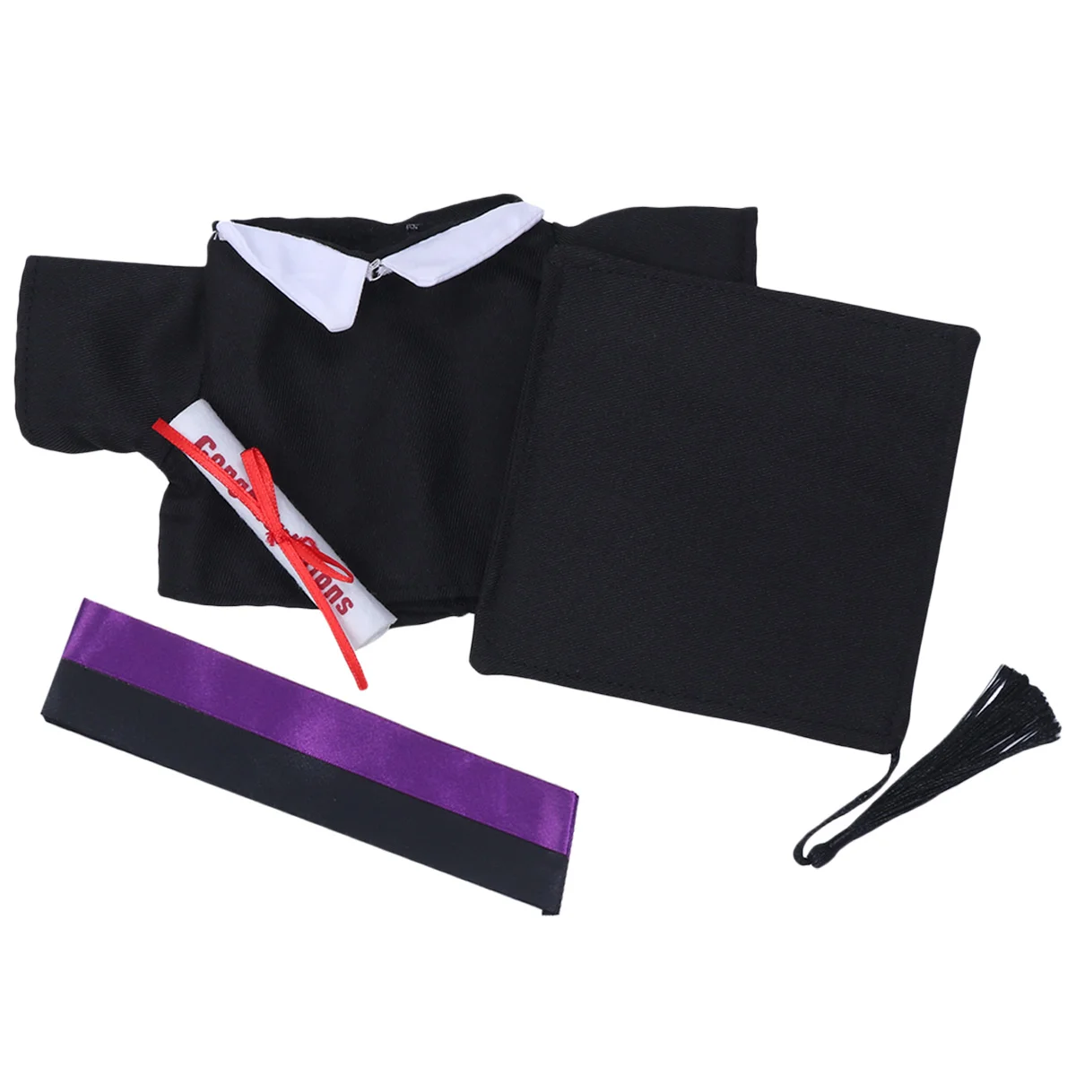 2pcs Dressing Outfit Set Graduation Gown with Doctorial Lovely Clothes for Kids (Purple, 8inch)