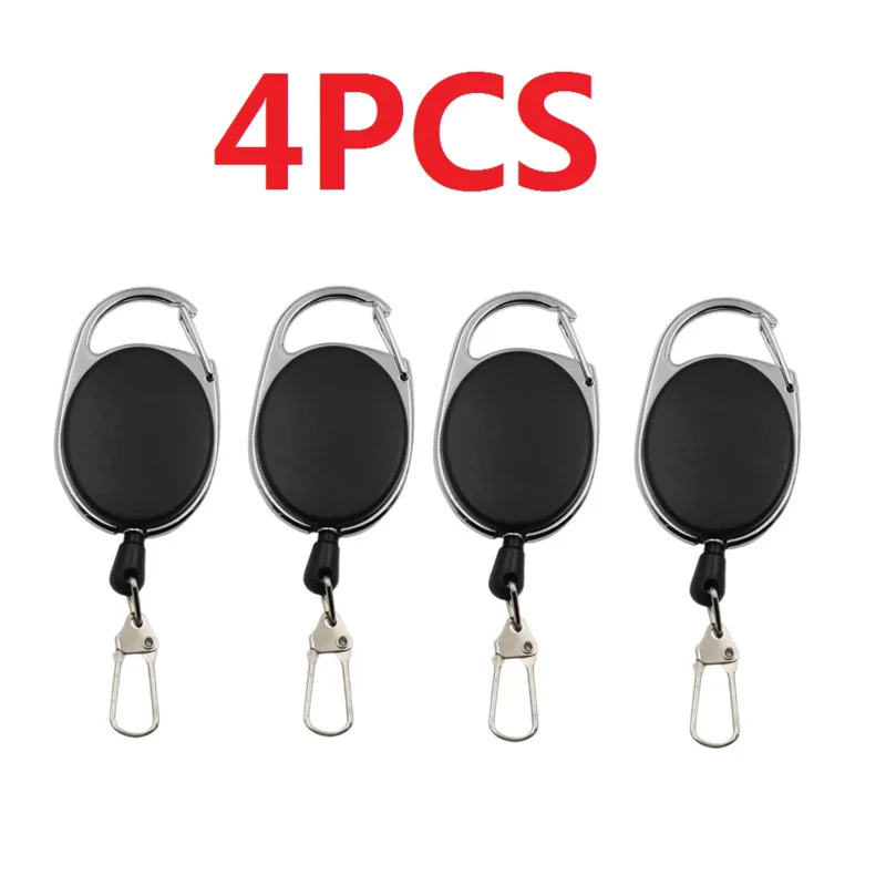 1-4pcs Retractable Key Chain Reel Badge Holder Fly Fishing Zinger Retractor with Quick Release Spring Clip Fishing Accessories