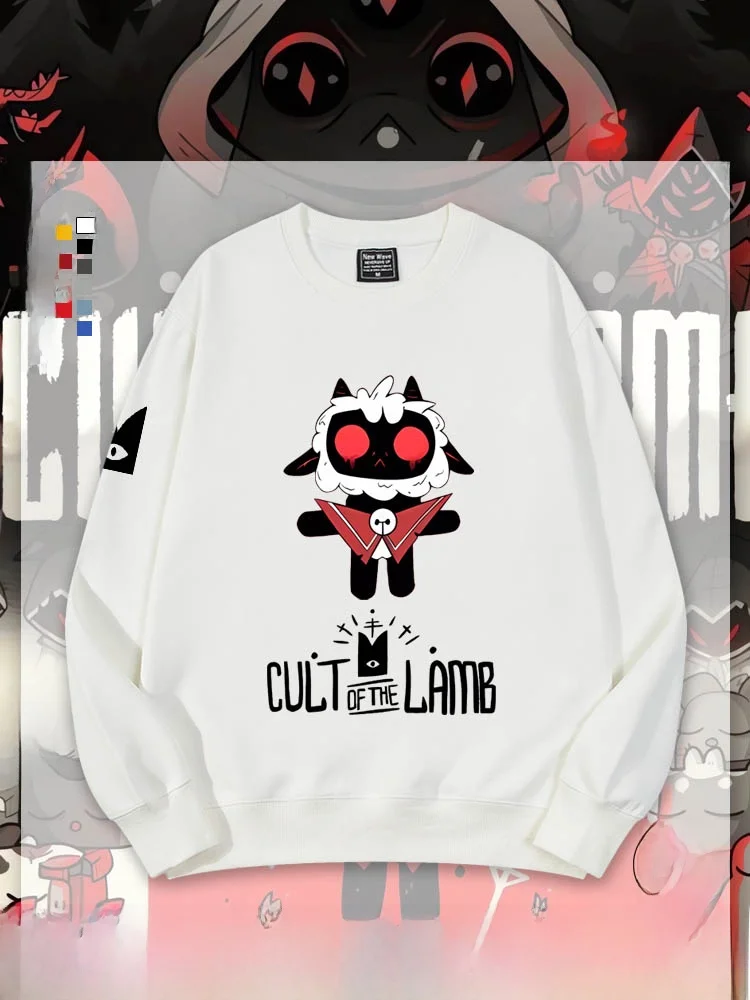 

Толстовка Cult of the Lamb с капюшоном на флисовой подкладке, детская зимняя повседневная толстовка с принтом из смесового хлопка и полиэстера