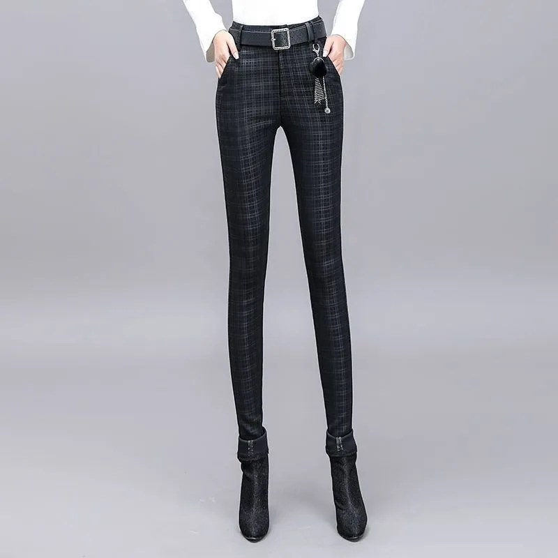 2025年秋冬 ブラック レディース ハイウエスト スキニー アウターレギンス ブラックパンツ レディース トラウザーズ 快適な履き心地