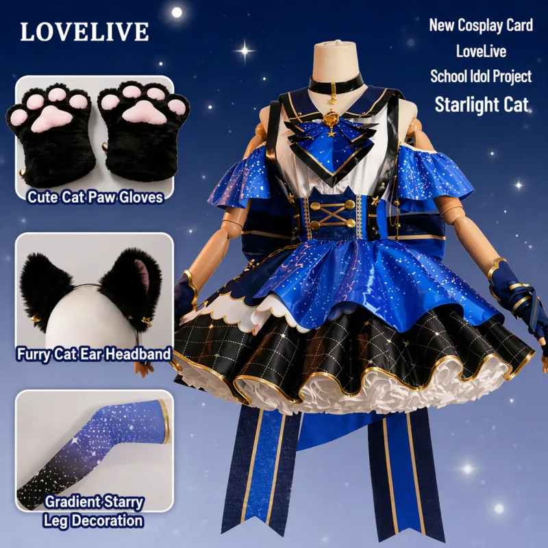 

Idol School Uniform Lolita Anime Cosplay Dresses Y2K Japanese Costume Cute Starry Sky Cat Dress Women Halloween Party Dresses