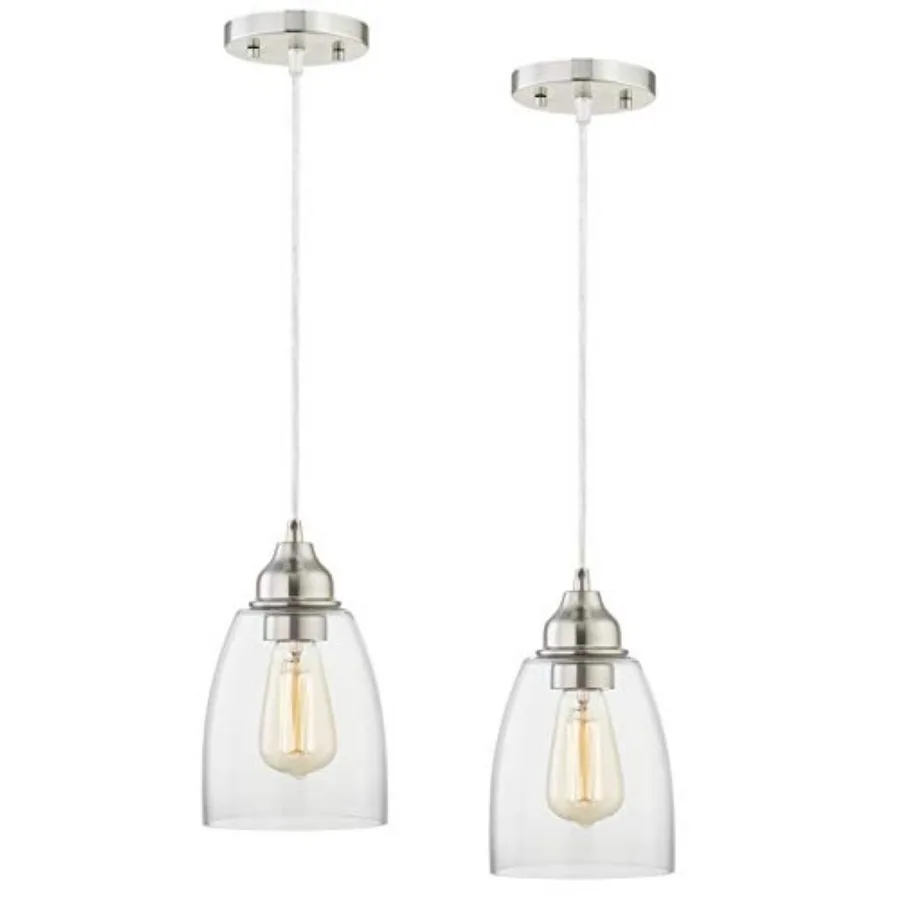 

Подвесной светильник из матового никеля для кухонного острова с цоколем E26 (макс.) Лампы мощностью 60 Вт, сертифицированные ETL, не входят в комплект.