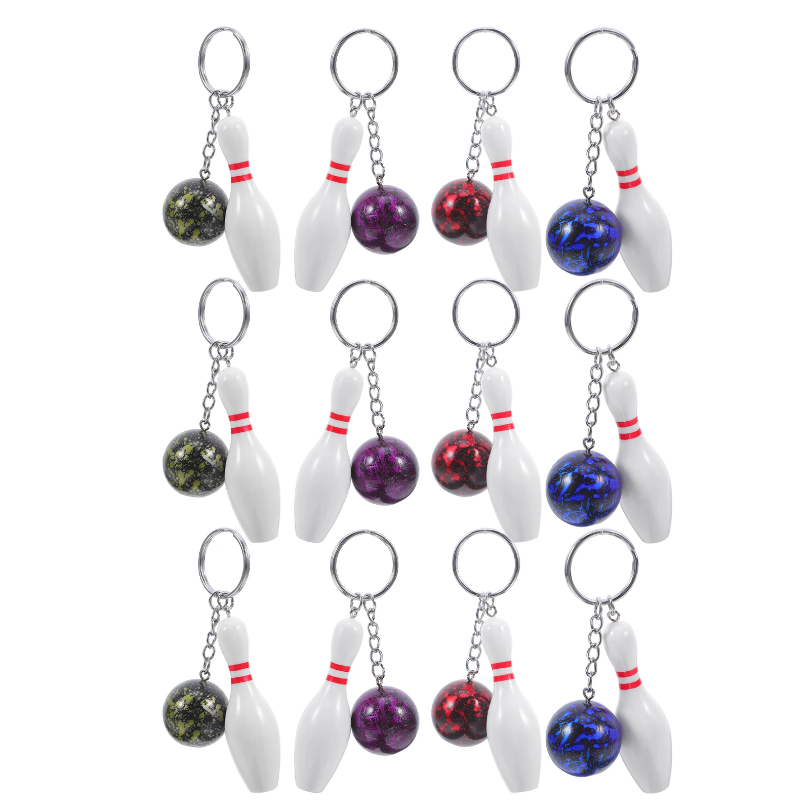 

12 Pcs Bowling Pins Party Bags Gift Souvenirs Embellishments Charms Key Chains Bulk Keychains