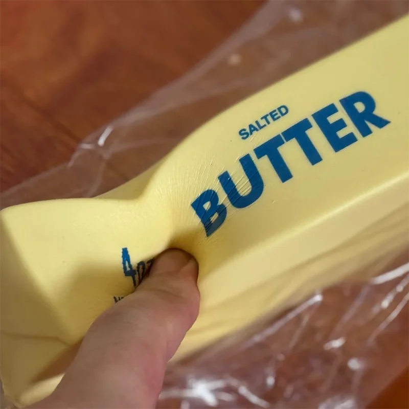 Squishy Elastic Butter Stick Fidget Toy in Cheese Shape Stress Relief Funny Decompression Prank Squeeze Toy for Anxiety Relief
