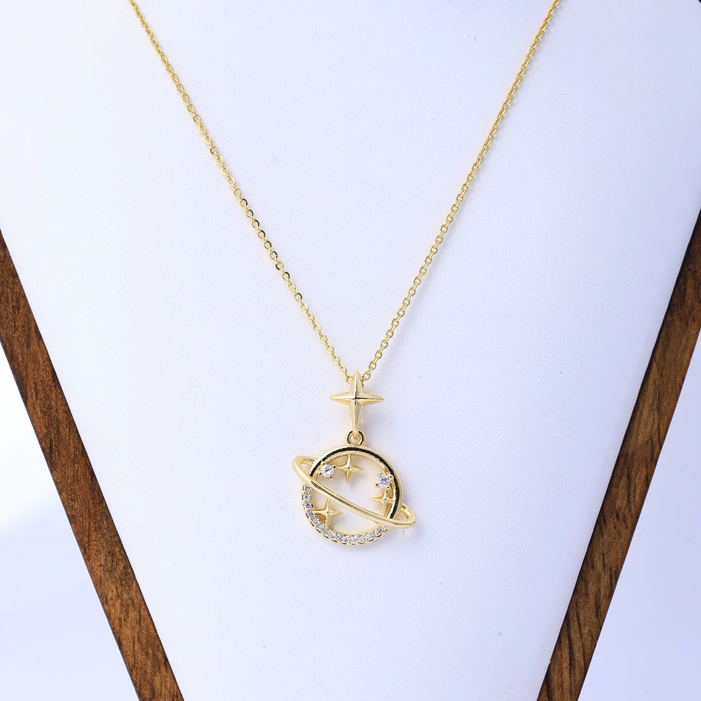 Trendy Titanium Steel Necklace for Women - Inlaid Zircon Pendant, 18K Electroplated Decoration, Durable Clavicle Chain Jewelry,