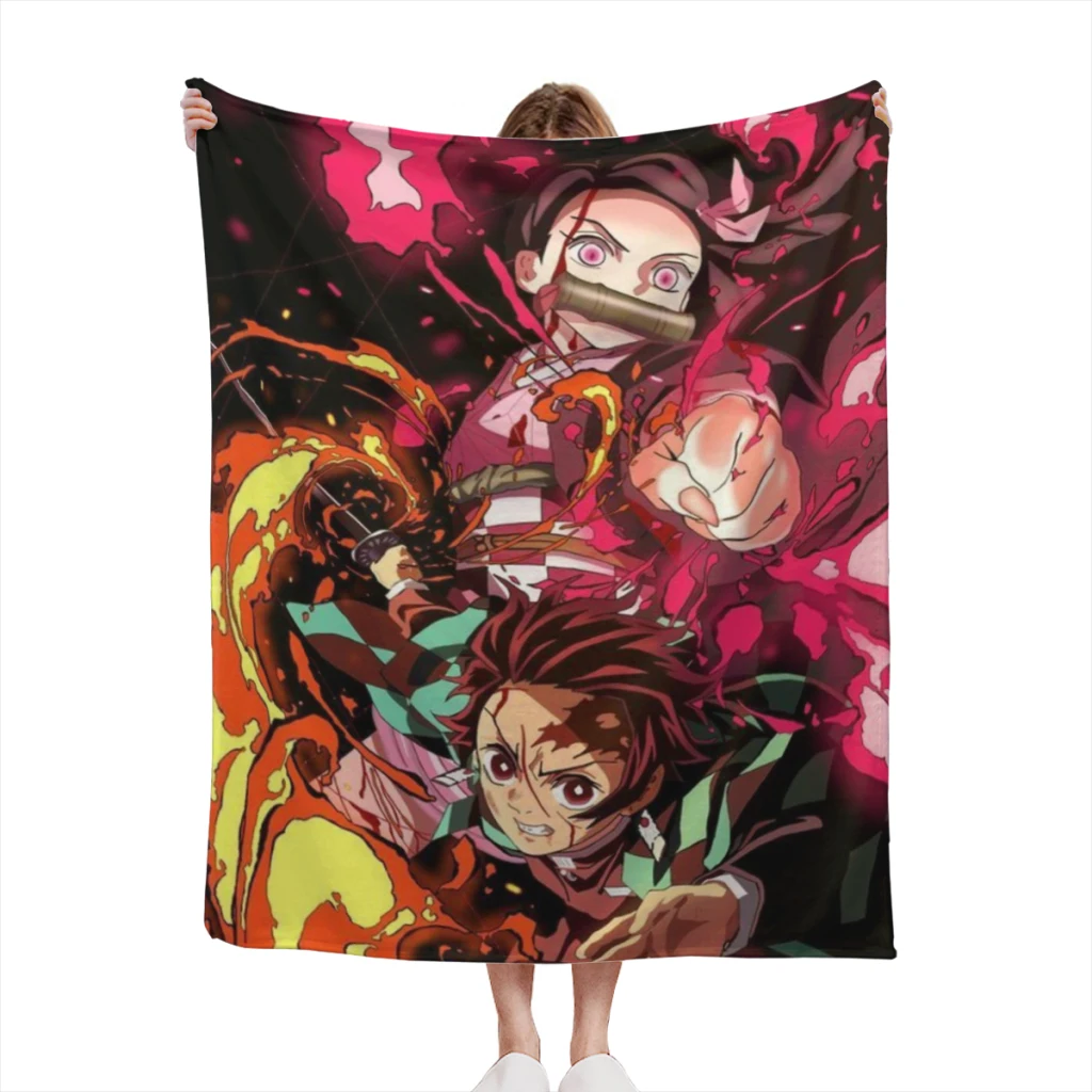 

Demon Slayer Graphic Anime Light Blanket Summer Blanket Flannel Warm Throw Nap Knee Blankets Warm