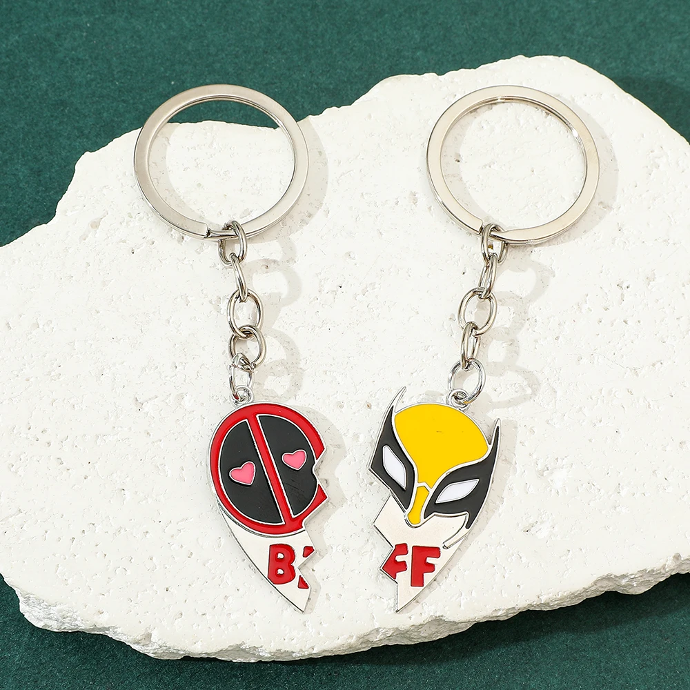 Marvel Deadpool Wolverine Metal Keychain, Creative Combo, Love, Gift for Good Friends