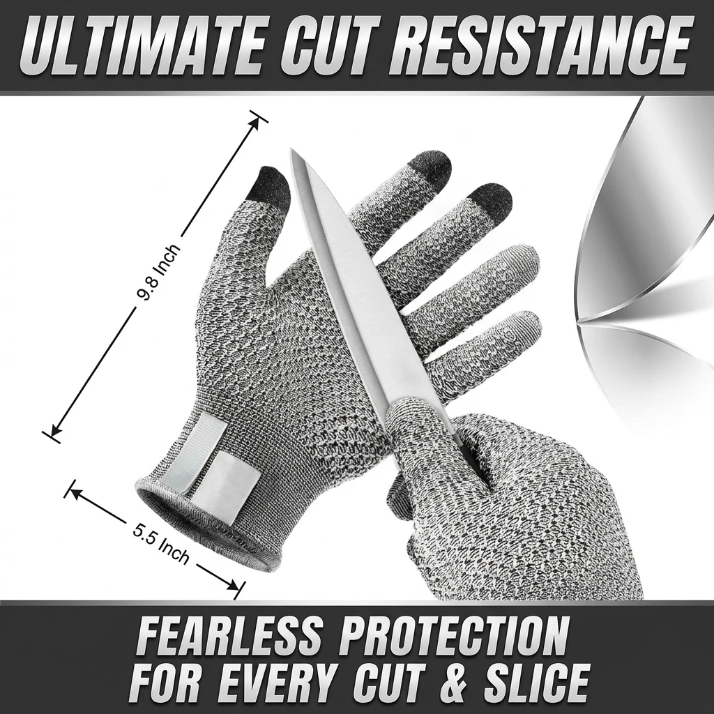 Level 5 HPPE Anti-Cut Gloves Kitchen Gardening Anti-Cut Knitted Gloves Anti-Thorn Wear-Resistant Glass Building Cutting Gloves