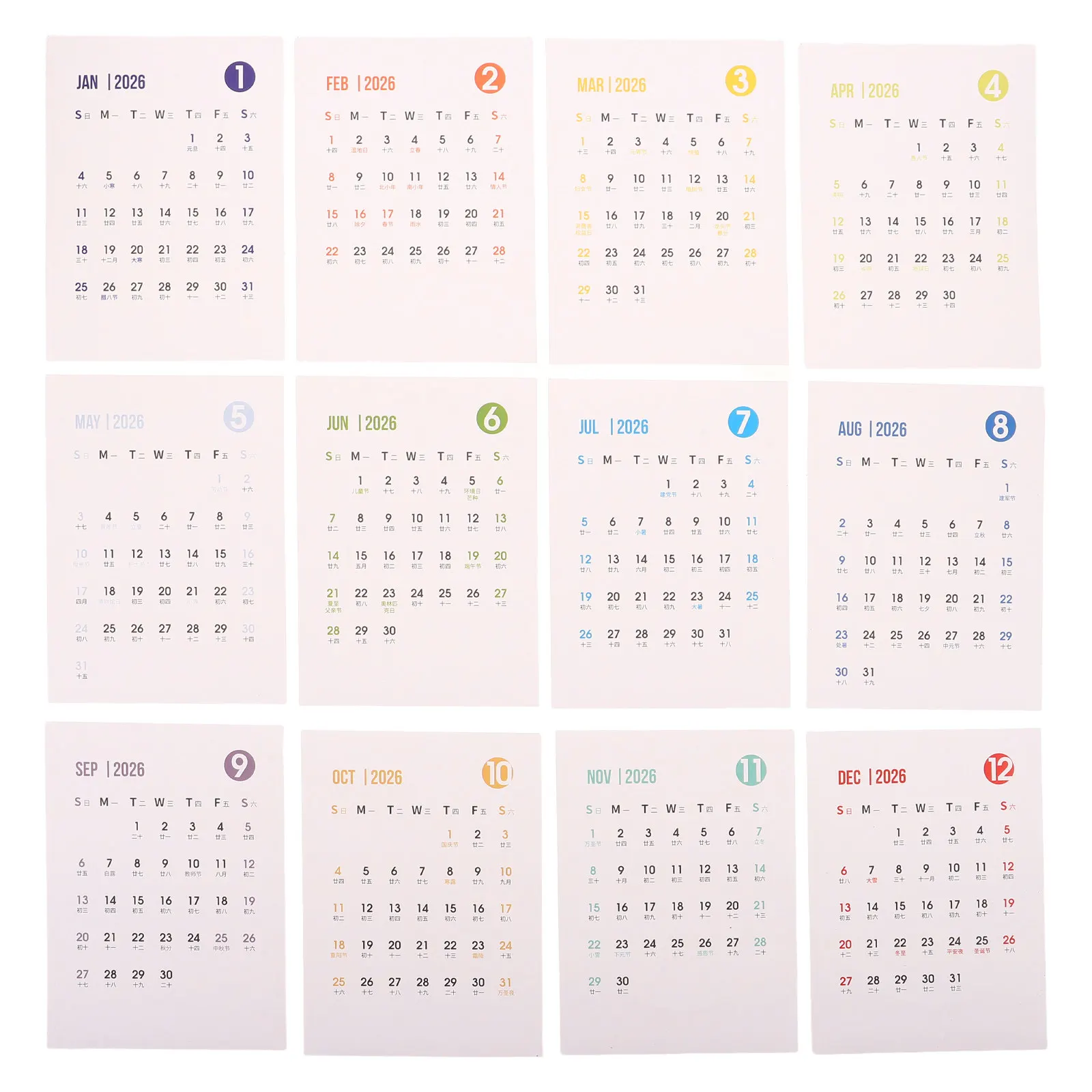 

1Set 2026 Creative Calendar Sticker Set Aesthetic DIY Journaling Planner Stickers for Desk Wall Office Home Decor Monthly Date