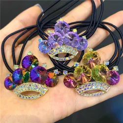 New Diamond Crown Rubber Ties Girls Cute Shiny Elastic Hairbands Boutique South Korea Gorgeous Gem Hair Crown Bridals Headdress