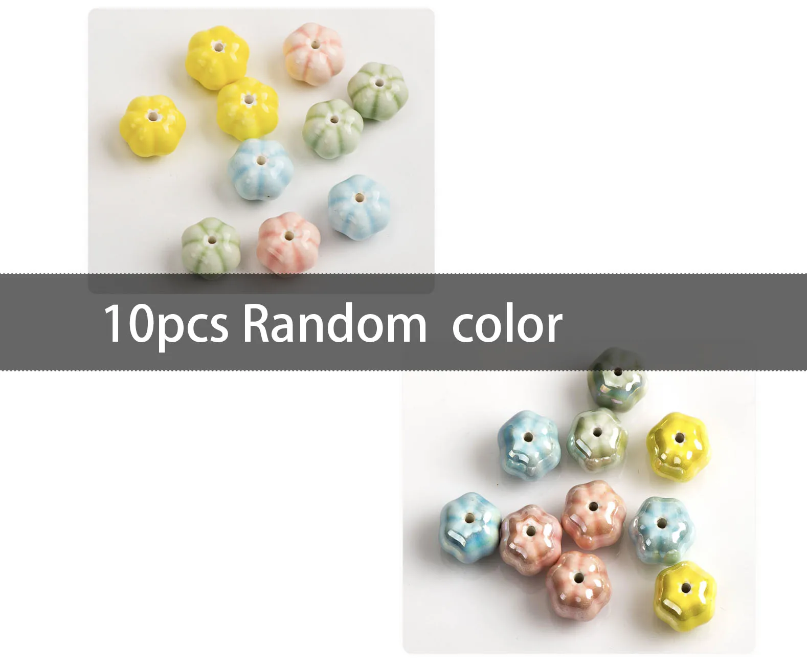 13# 10pcs Pumpkin Shape Plating Ceramic Beads Pendant Colorful Porcelain Bead For Jewelry Making Part Accessories #MY317