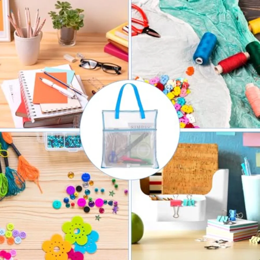 Heclia Clear Project Bags for Quilting with Zipper 1pc Aesh Sewing Storage Bag with Handle Large Knitting Craft Bag Organizer T