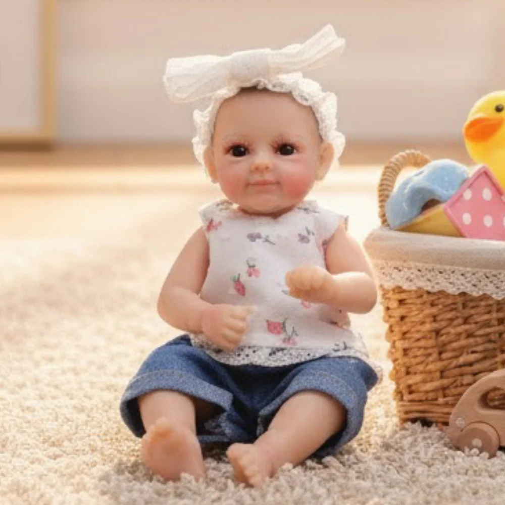 Cloveray 8 polegada mini corpo inteiro silicone realista reborn bebê boneca super macio sólido silicone boneca de alta qualidade original presente do miúdo