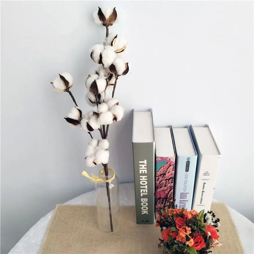 نباتات صناعية من القطن بشكل طبيعي، رذاذ زهور لحفلات الزفاف في الهواء الطلق والحديقة والفناء وحفلات الربيع ومزهريات إكليل ديكور للطاولات المنزلية #3