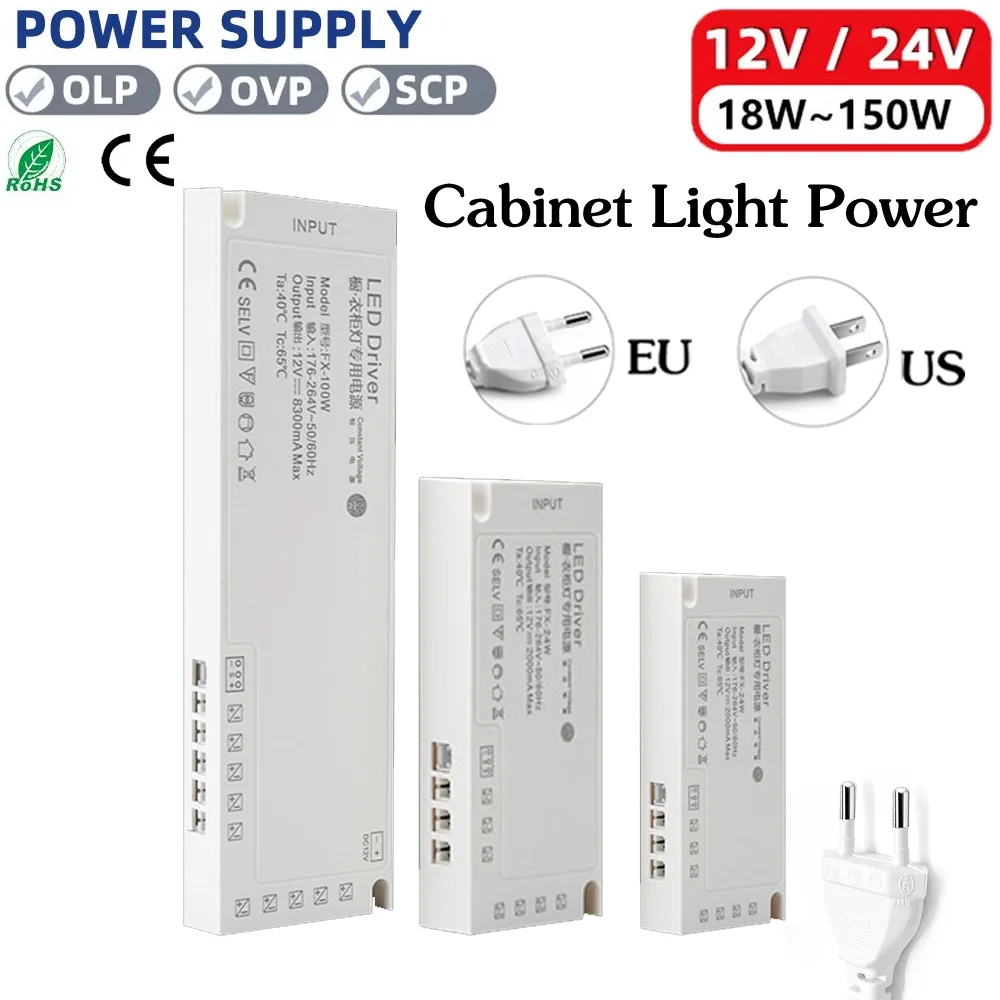 

Трансформатор для светодиодных лент 24-100 Вт, блок питания AC220V в DC12V с разъемами DuPont для интегрированного освещения