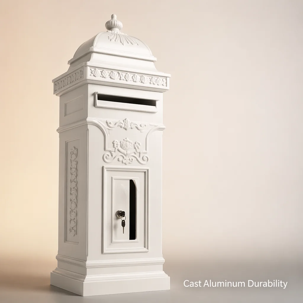 Durable Outdoor White Cast Aluminum Mailbox Exterior Station Anti Rust Iron Mailbox For Home External Mail Storage