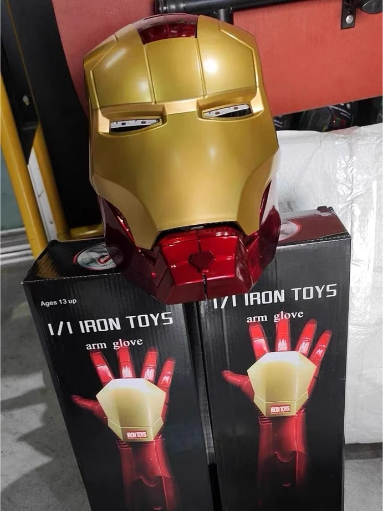 2024 New Movie 1:1 Iron Man Restoration Helmet Black Gold Black Silver Touch Glow Adult Children Decorative Toys Birthday Gift