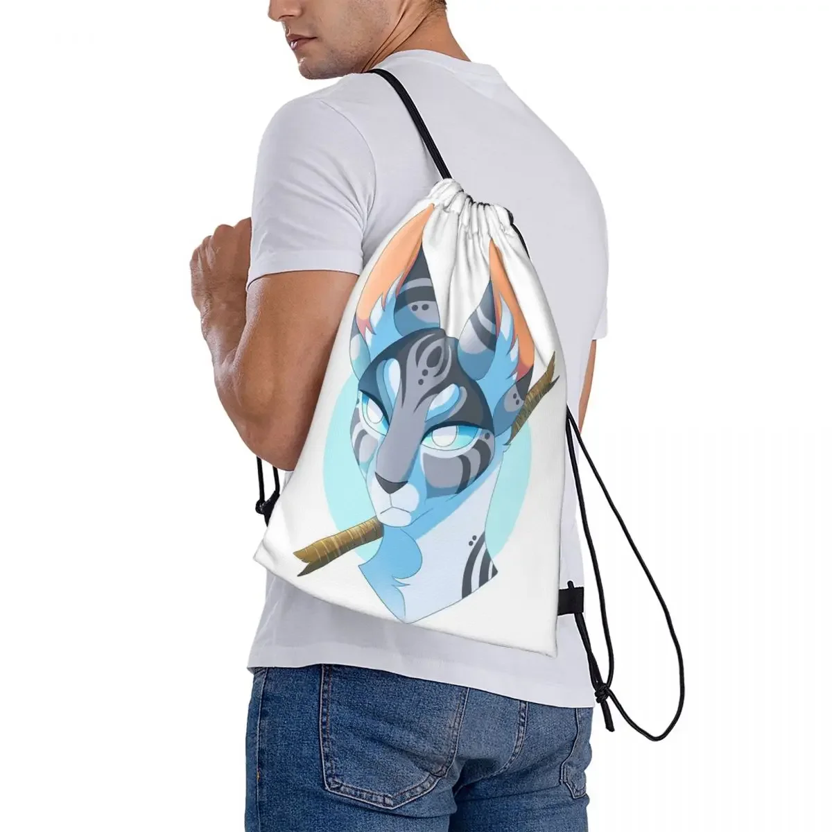 Jayfeather-mochila portátil con cordón para viaje, bolsa de almacenamiento con bolsillo, para la escuela