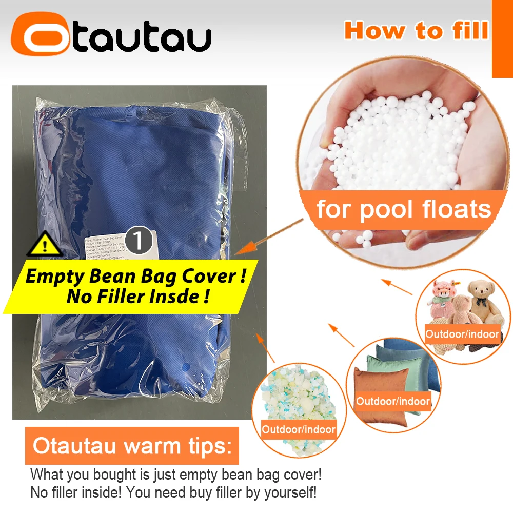 OTAUTAU Outdoor Football Bean Bag Cover Swim Pool Beach Garden Pouf DD221【No Filler Inside! Need Buy Filler By Yourself !】
