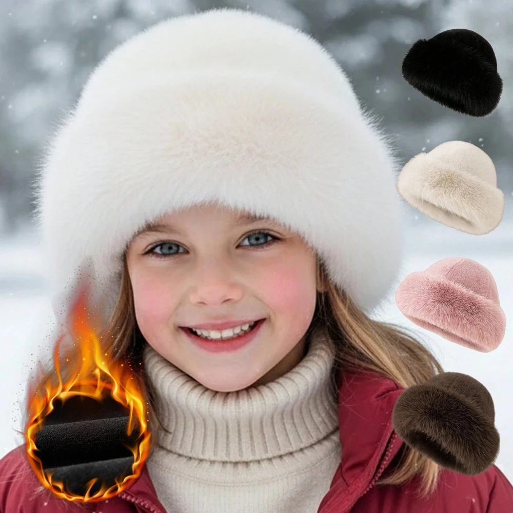1pc Winter Warm Fleece Beanie for Children,outdoor Windproof Warm Thickened Multifunctional Skull Caps, Suitable for Daliywear