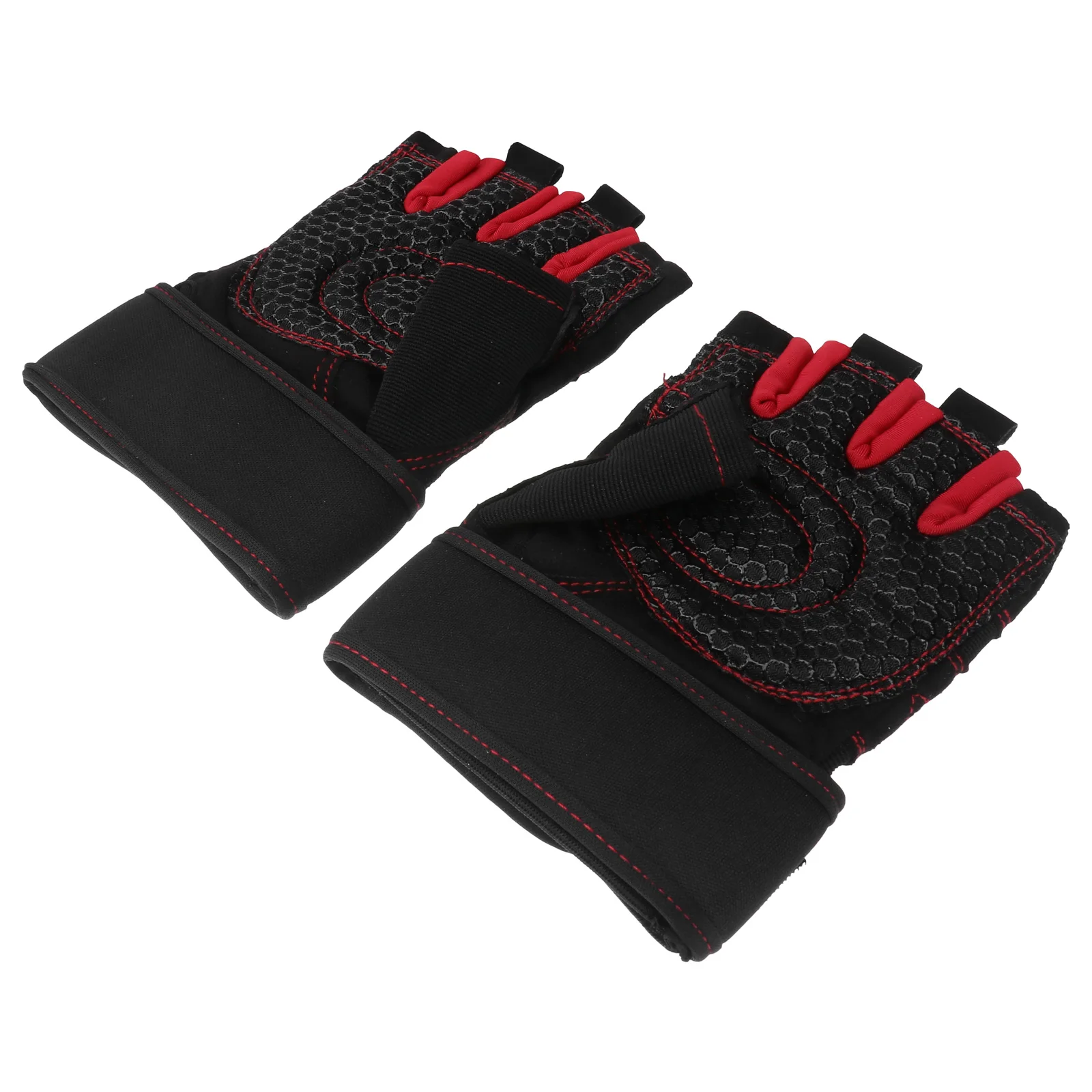 

Wrist Sports Half Finger Gloves Black Half-finger Red for Weightlifting Men Man
