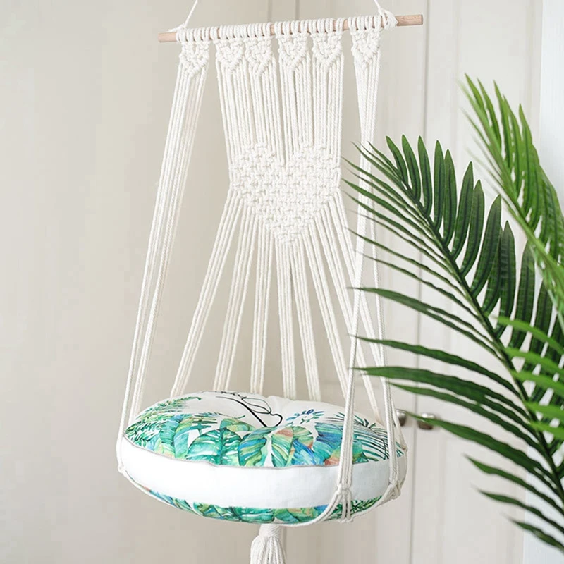 2X Cat Hammock Tapestry Swing Bed Macrame Cotton Rope Cat Hammock For Perch Wall Hanging Sleeping Window (Without Mat)