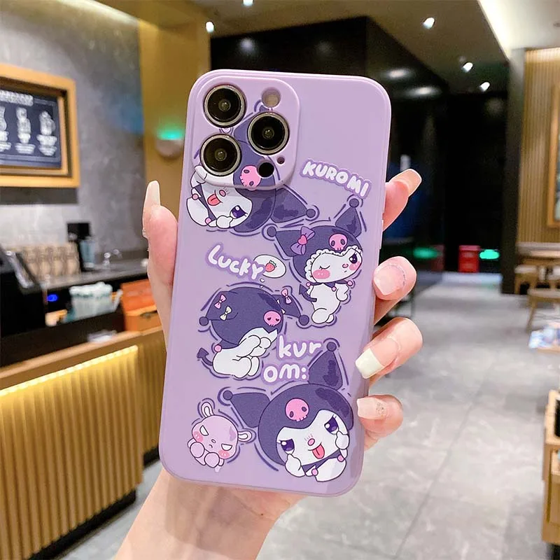 Kawaii Phone Cover Kuromi Melody Creative Doll Phone Case for Iphone 15 14 13 12 11 Pro Max Scaffolding Phone Shell Friend Gift