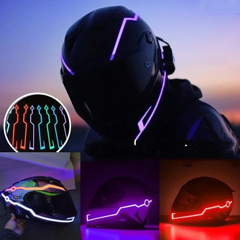 NEW 6 Colors Motorcycle Bike Helmet LED Cold Light Strip EL Sticker Waterproof Warning Lights Motorcycle Night Riding Accessorie