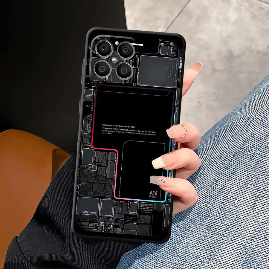 Soft Back Phone Cover Case for Honor X7a 8X 70 90 Lite X9c X8 X9a X9 X7 Circuit Board Pattern