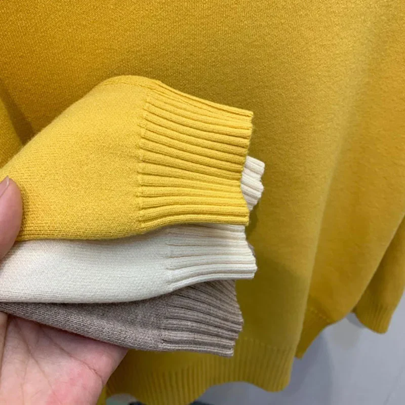 Lucyever Turtleneck Sweaters Women Autumn Winter Thicken Warm Knitted Pullovers Female Casual Loose Solid Color Cashmere Jumpers