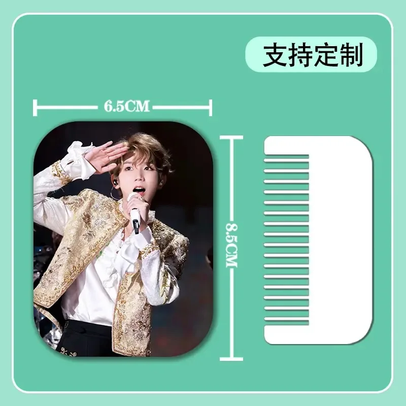 TF BOYS Wang Yuan Poster Hand-held Makeup Mirror WY Lifestyle Photo Convenient Portable Folding Double-side Mirror with Comb