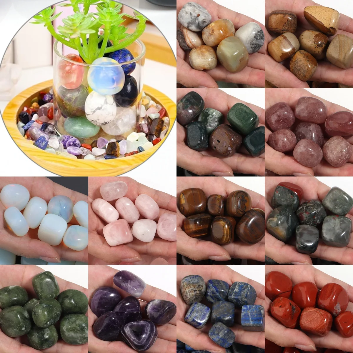 500g/lote de Piedras Preciosas Pulidas Irregulares, Piedras Naturales Sueltas para Joyería DIY, Plantas de Acuario, Decoración de Macetas y Paisajes