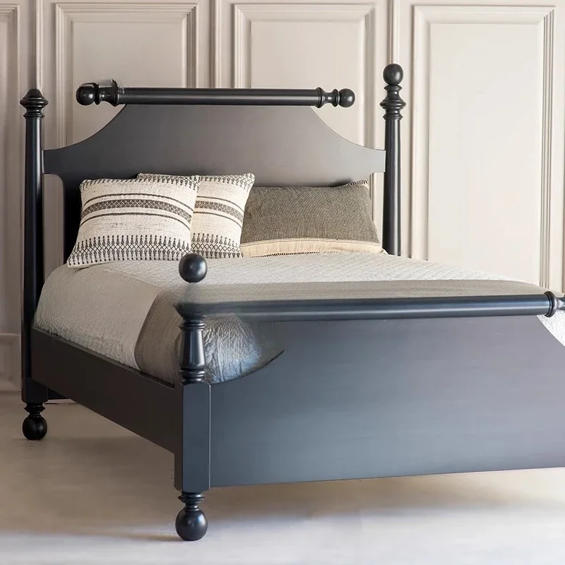 American Children's Bed Neoclassical Solid Wood Double Carved