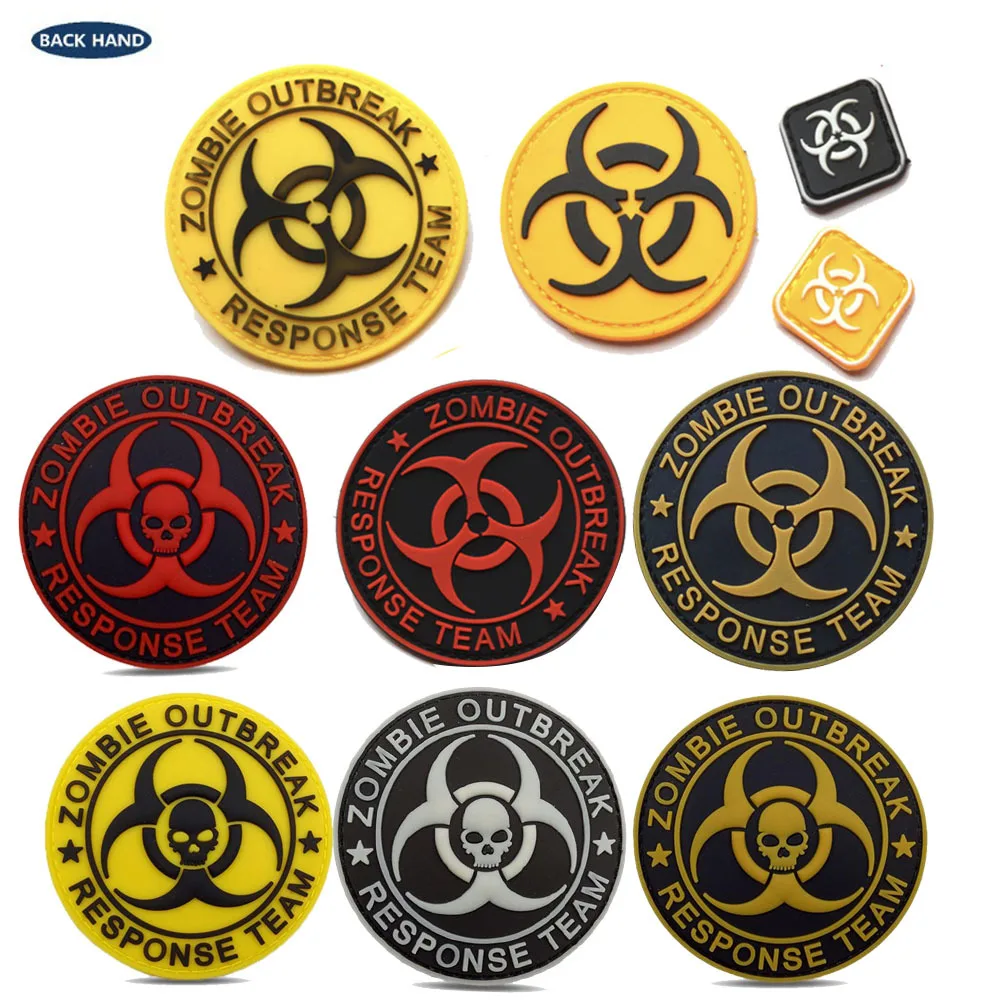 Biohazard Collection Pack With Supplies PVC No-clean Drip Magic Sticker Armband Skull Badge Embroidered Patches for Clothing DIY