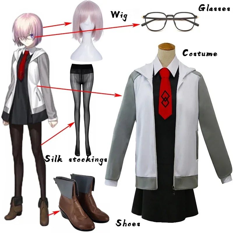 

Anime Fate Grand Order Cosplay Mash Kyrielight Cosplay Costume Coat Daily Uniform Halloween Custom Made