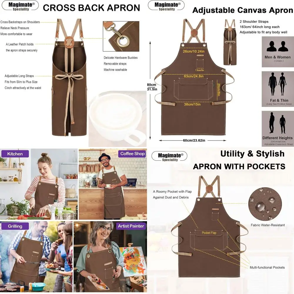 

Фартук унисекс из хлопкового холста с перекрестными лямками на спине для приготовления пищи, рисования и художественных Endeavors