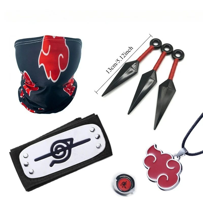 Anime Hatake Kakashi Cosplay Handschuhe Maske Stirnband Anime Zubehör Kunai Spielzeug Actionfigur Handschuhe Stirnband Uchiha Set Geschenk – Detail 8