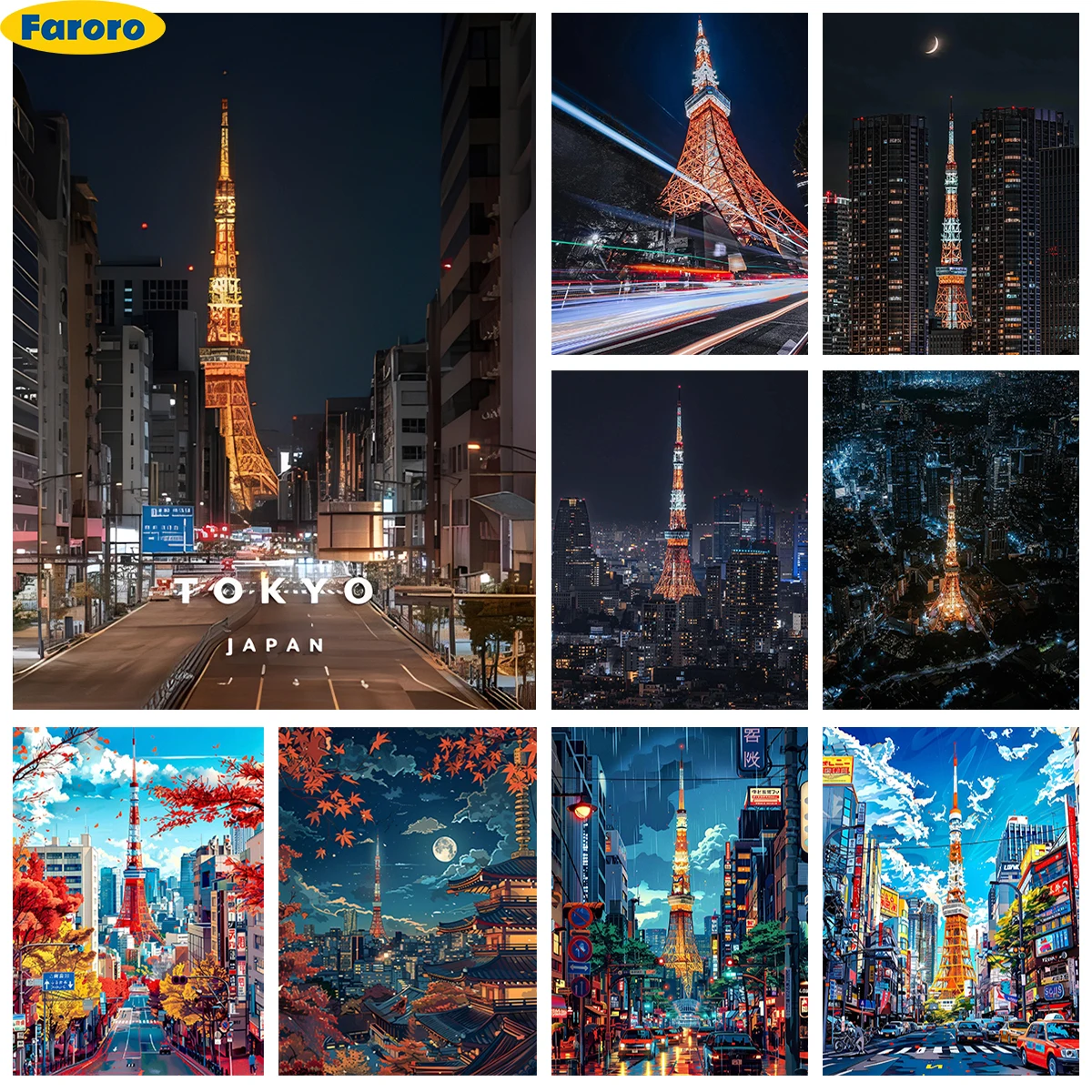 

Tokyo Tower 5D Diamond Painting Kit Japan Landmarks Diy Diamond Embroidery Cross Stitch Architectural Scenery Home Wall Decor