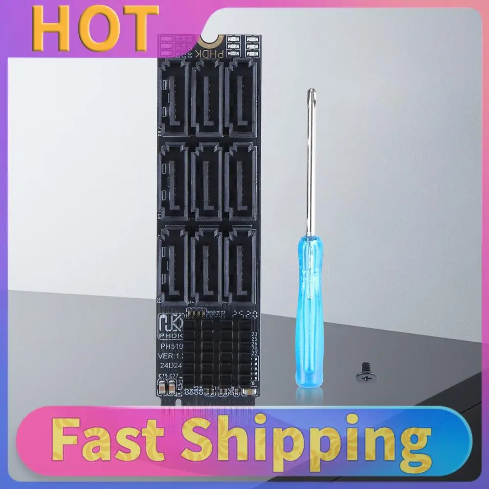

Адаптер M.2 на SATA 6 Гбит/с, карта расширения M.2 NVMe M-Key на SATA с 9 портами, PCIe 3.0 X2, для настольных ПК
