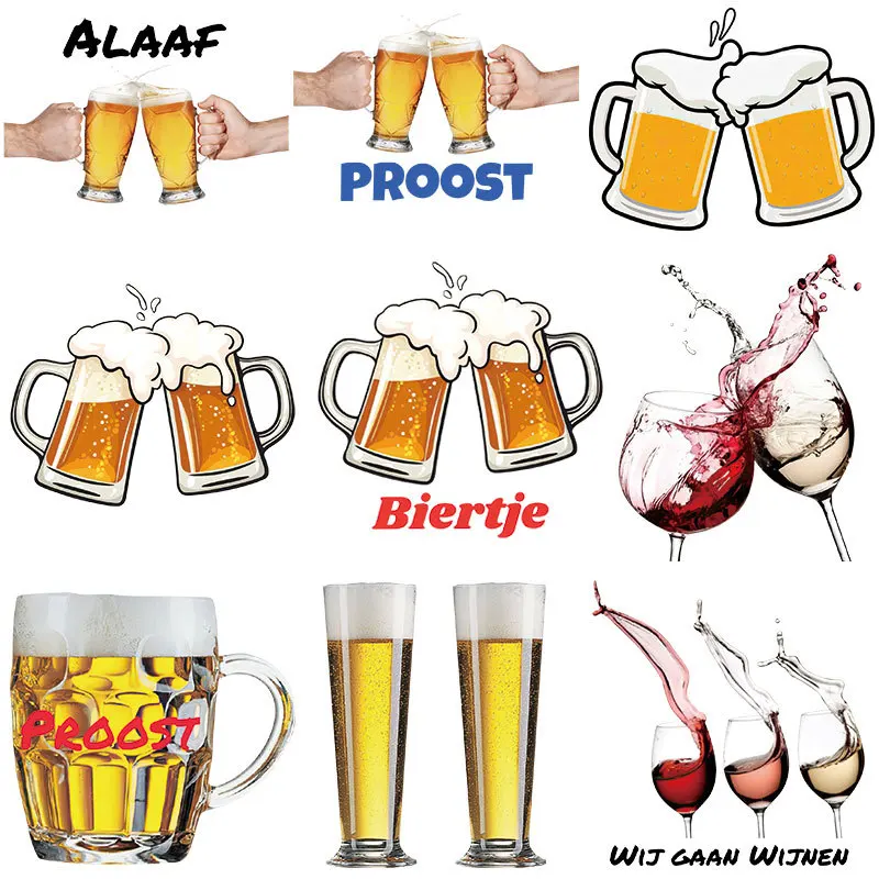 

Fabric Patch with Beer Design for Ironing DIY Clothing Decoration Iron-On Beer Logo Patch for Clothes DIY Water-resistant Wash