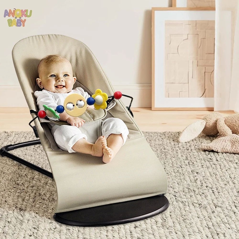 

3-height Adjust Baby Rocking Chair Foldable Swing Chair for Newborn 0-12 Months Adjustable Baby Bouncer Rocking Chair with Toys