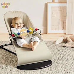 3-height Adjust Baby Rocking Chair Foldable Swing Chair for Newborn 0-12 Months Adjustable Baby Bouncer Rocking Chair with Toys