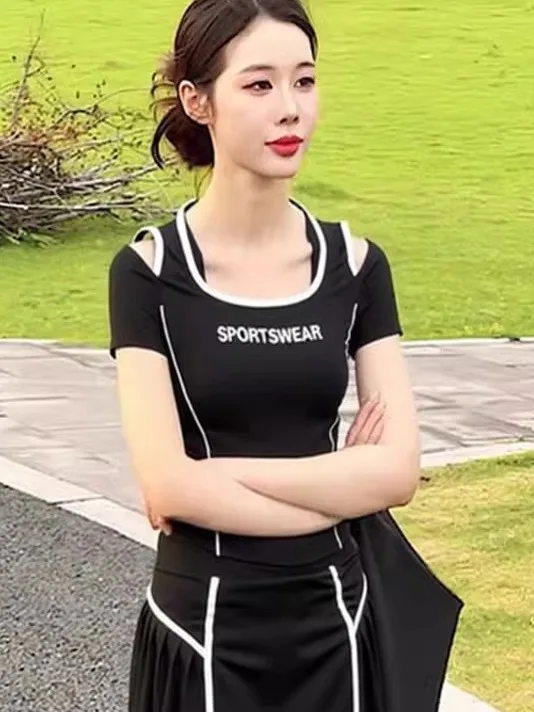 Ropa deportiva de entrenamiento físico para Yoga para mujer, conjunto de dos piezas Qui Dry, pantalones de falda Profional para correr de verano