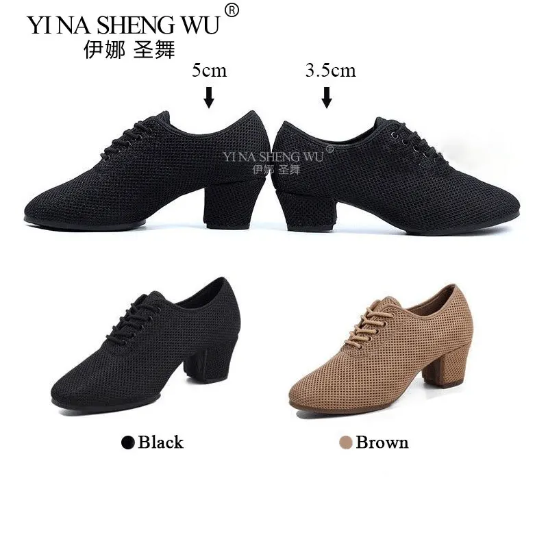 Latin Dance Shoes Adult Women Ballroom Professional Dancing Soft Soled Shoes High Heels Ladies Practice Training Dance Shoes