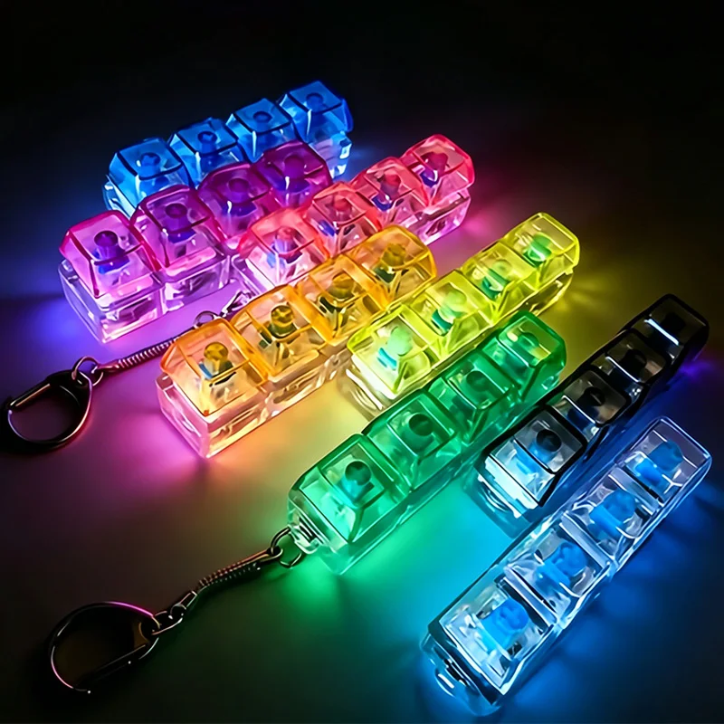 

1pc 4 Keys Mechanical Keyboard Axis Tester LED Keyboard Key Toy Stress Relief DIY Button Keycap Fidget Keychain Toys Kids Gift ﻿