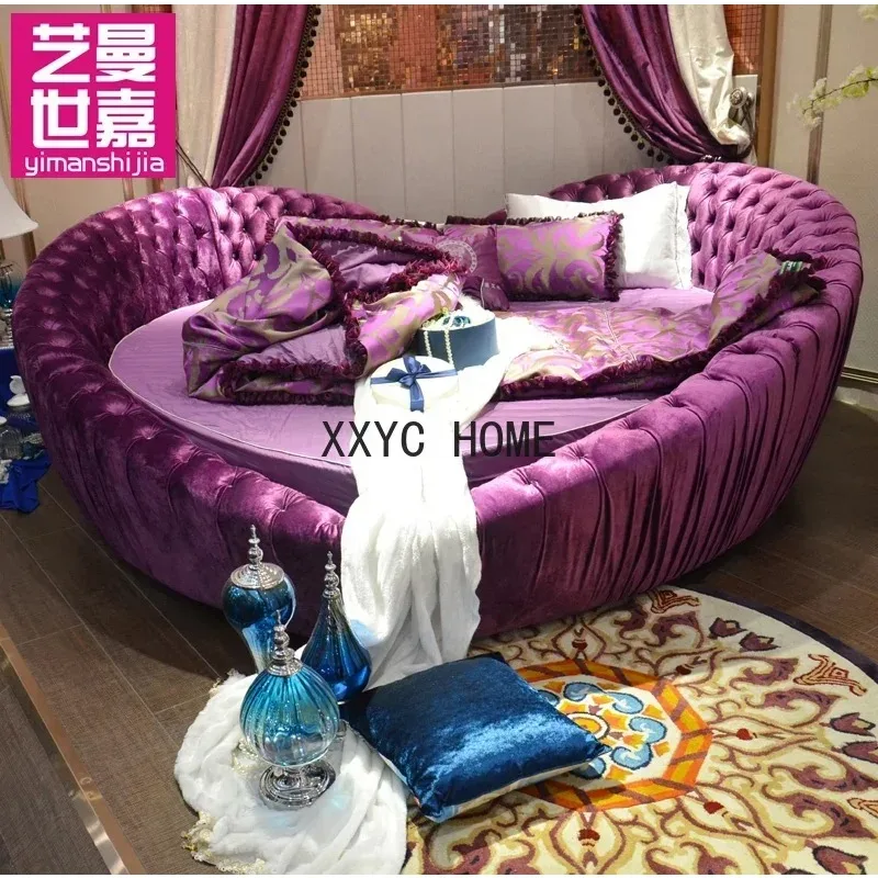 TAO Heart-Shaped Bed Peach Heart Fabric Soft Bed Creative Princess Bed