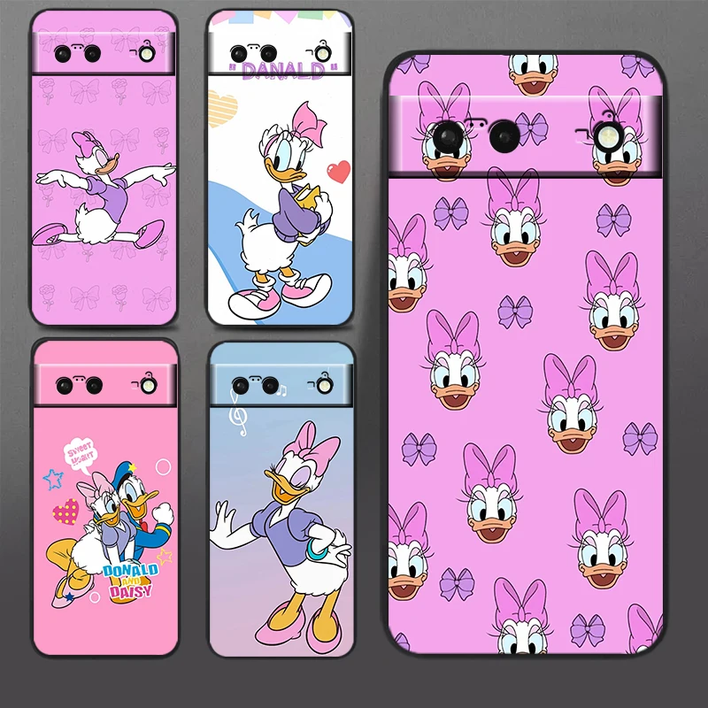 

Disney Daisy Duck Luxury For Google Pixel 9 8 7A 7 6A 6 5A 5 4 4A XL 5G Black Silicon Shockproof Shell Back Phone Case