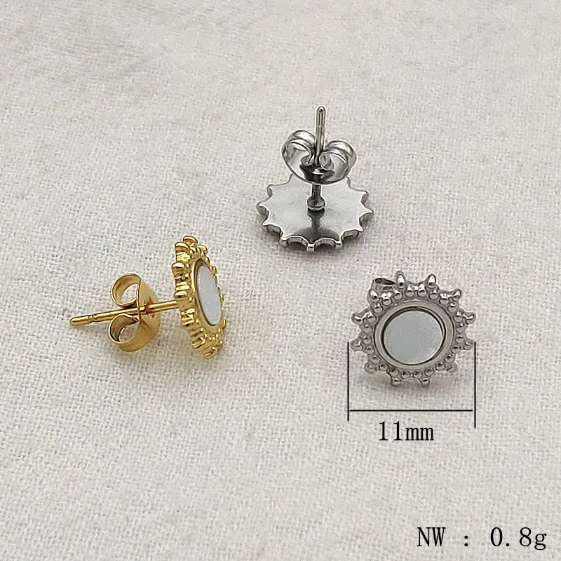 Wholesale 50pcs Stainless Steel Popular Earrings For Women Geometric Smooth Flower Earring Stud Fashion Elegant Jewelry Gifts