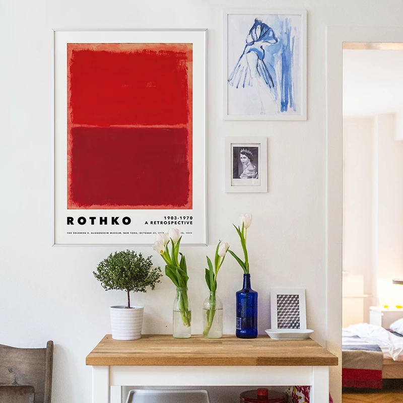 Mark Rothko Abstract Painting Beige Pink Blush Dark Velvet Red Canvas printing wall art decoration painting For Home Living Room