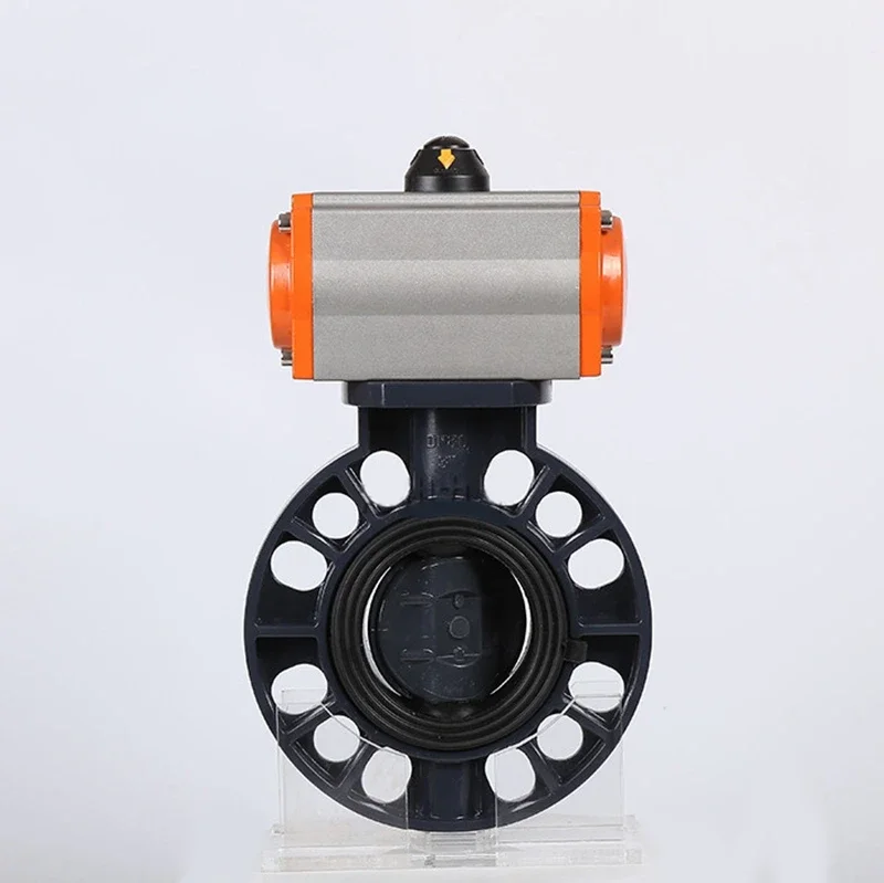 JIS10K DN125 5 inch spring Returned EPDM seat Pneumatic wafer Butterfly Valve Air Actuated UPVC Butterfly Valve